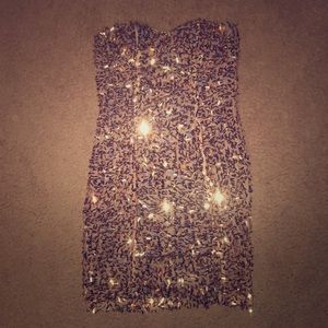 Wet seal strapless gold dress